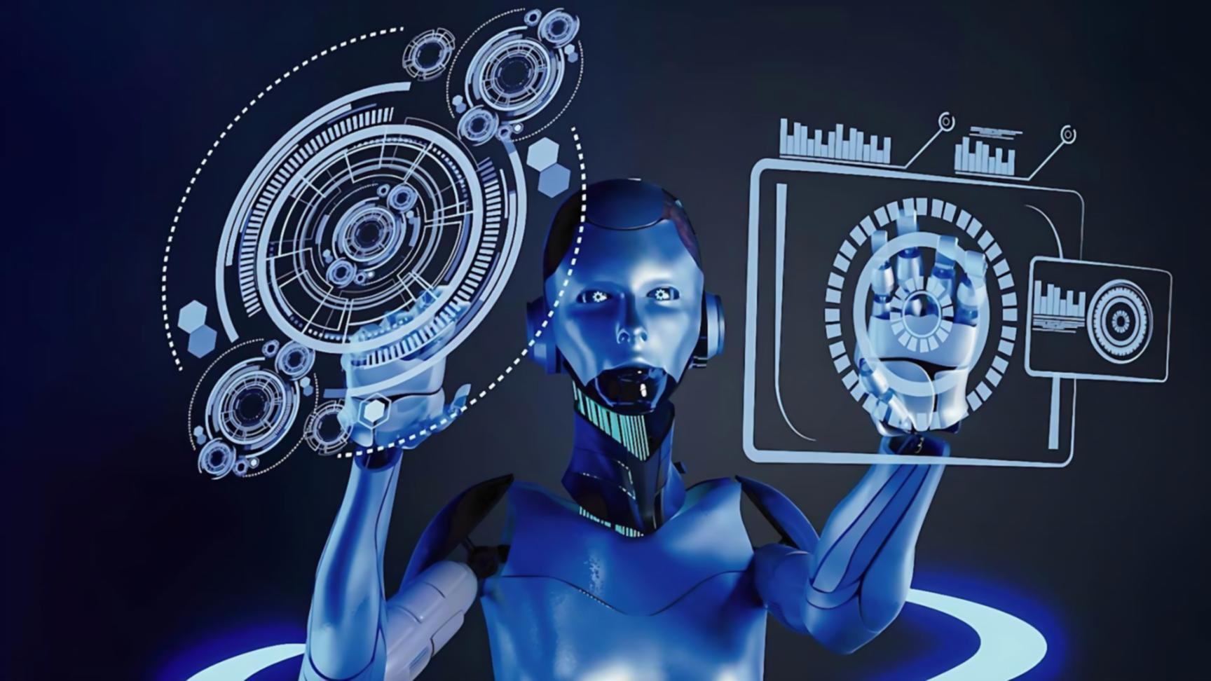 Students collaborating on smart city project with digital interfaces and planning materials